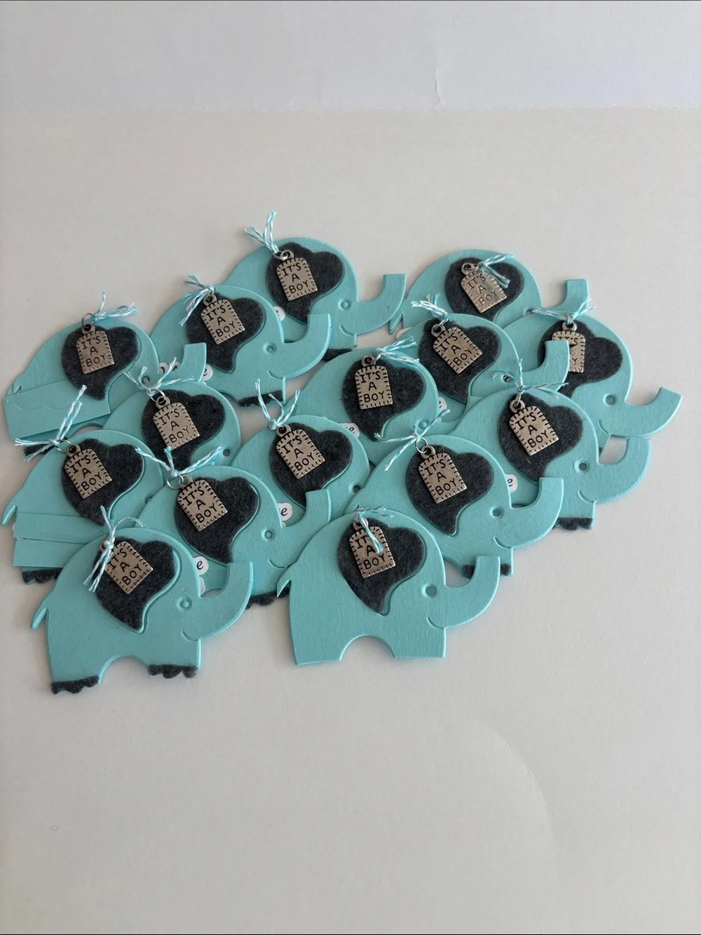 Light Blue Elephant Baby Announcement Tag - 